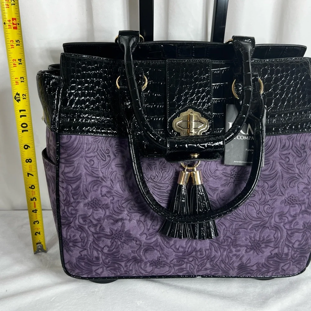 JKM and Company CONTESSA Purple Rolling Tote Bag, Travel Bag or Rolling Work Bag - Picture 4 of 16